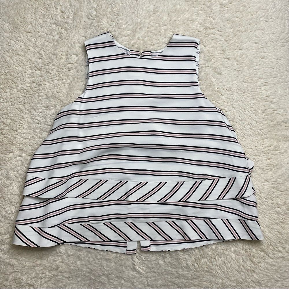 Peplum Striped Blouse Black/Pink/White size S/M